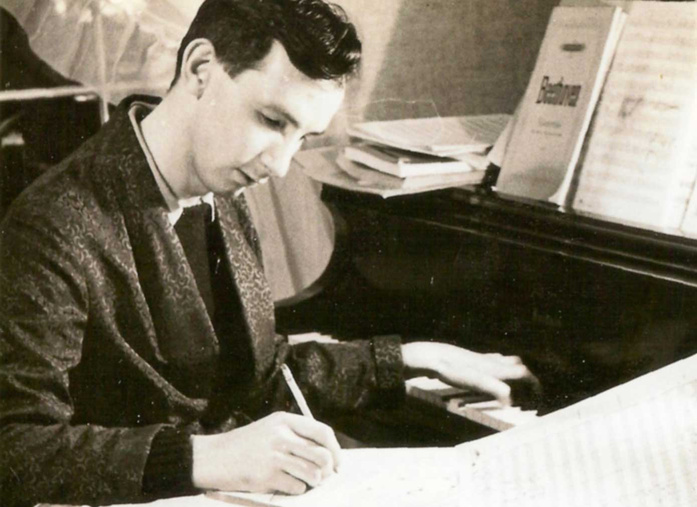 25-year-old Sauter working on a music score