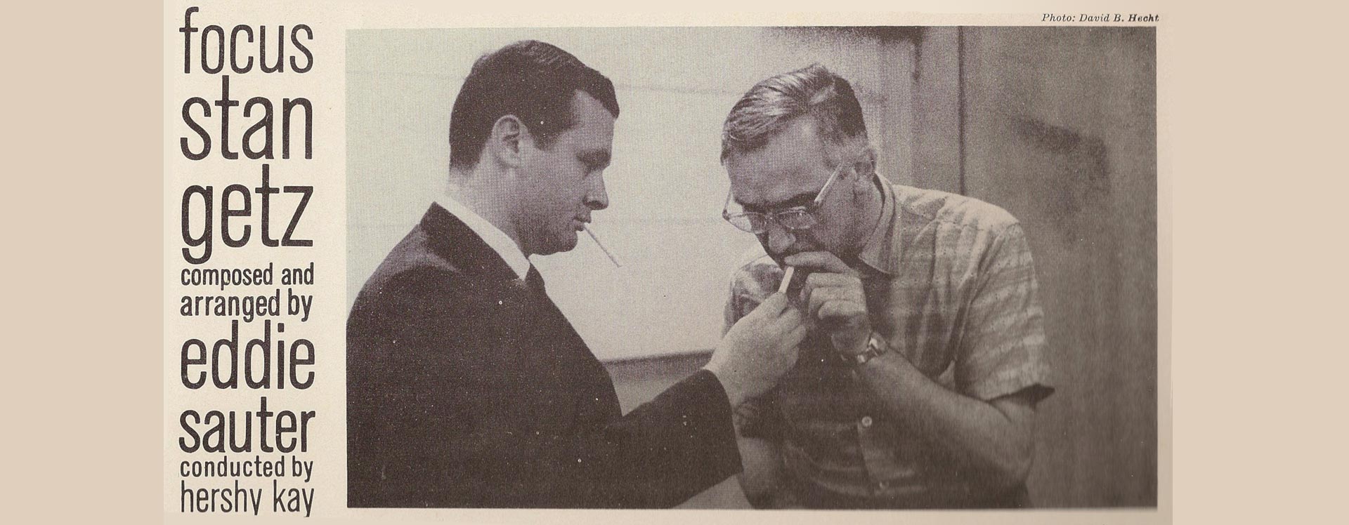 Stan Getz and Eddie Sauter during oneiof the 1961 recording sessions for <em>Focus</em>